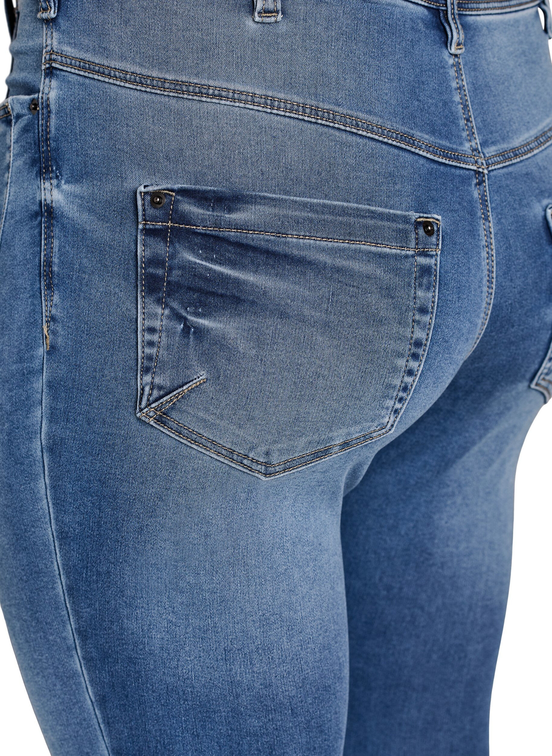 Zizzi Jean crop Amy avec d&eacute;tails zipp&eacute;s, Bleu, Packshot image number 3