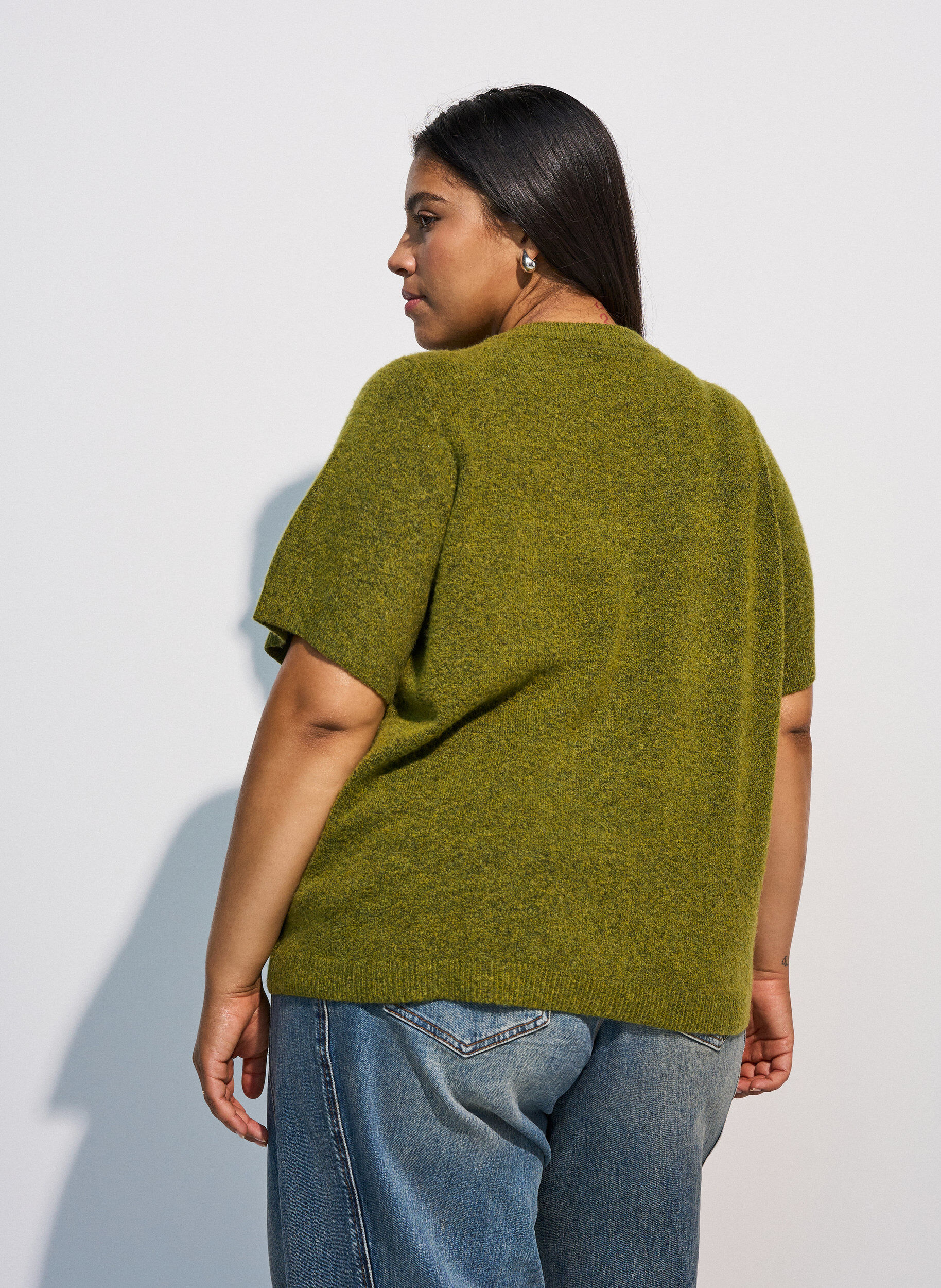 ZizziGebreid vest met korte mouwen, Groen, Model image number 2