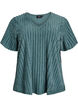 Blouse met korte mouwen en strepentextuur, Groen, Packshot image number 0