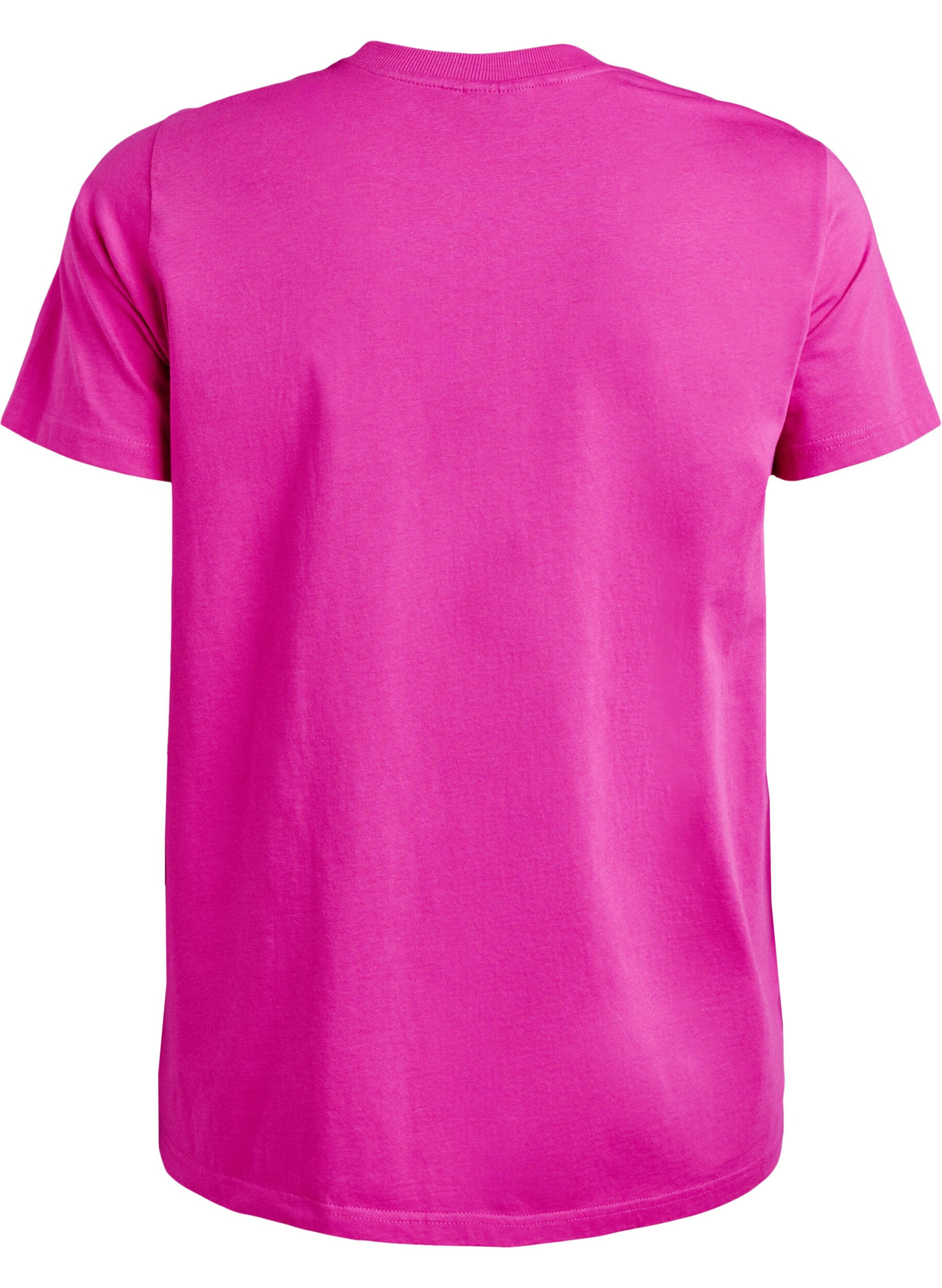 ZizziBasic katoenen T-shirt met ronde hals, Roze, Packshot image number 1