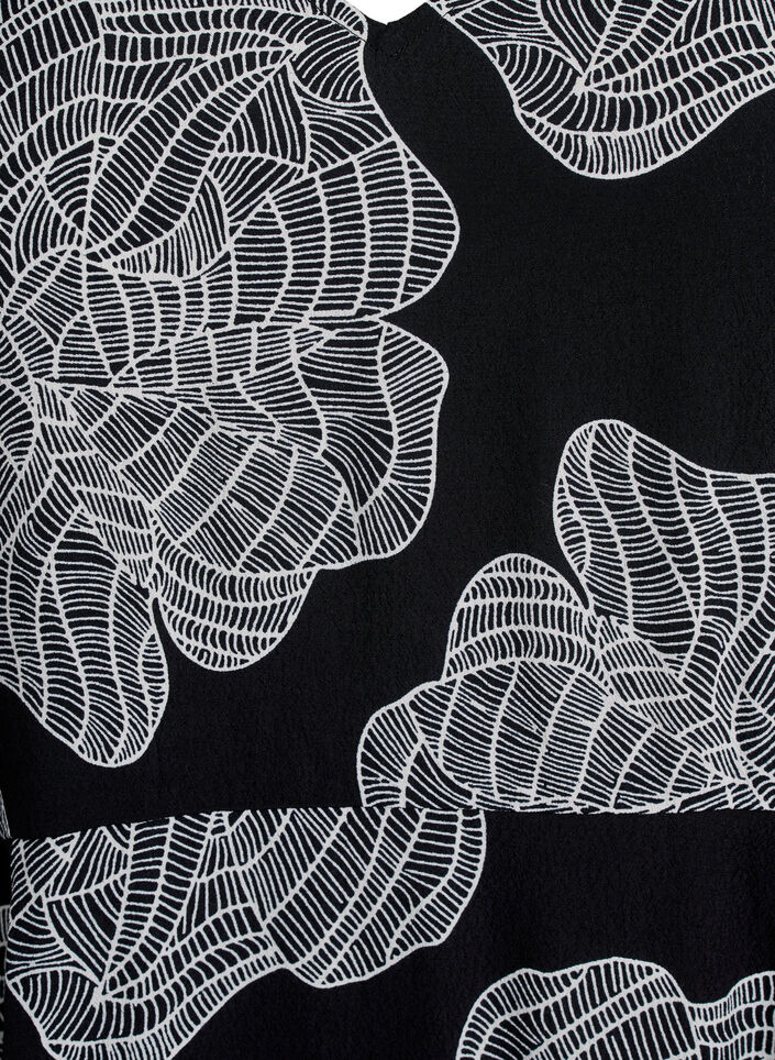 Midi-jurk met luipaardprint en 3/4-mouwen, Zwart, Packshot image number 2
