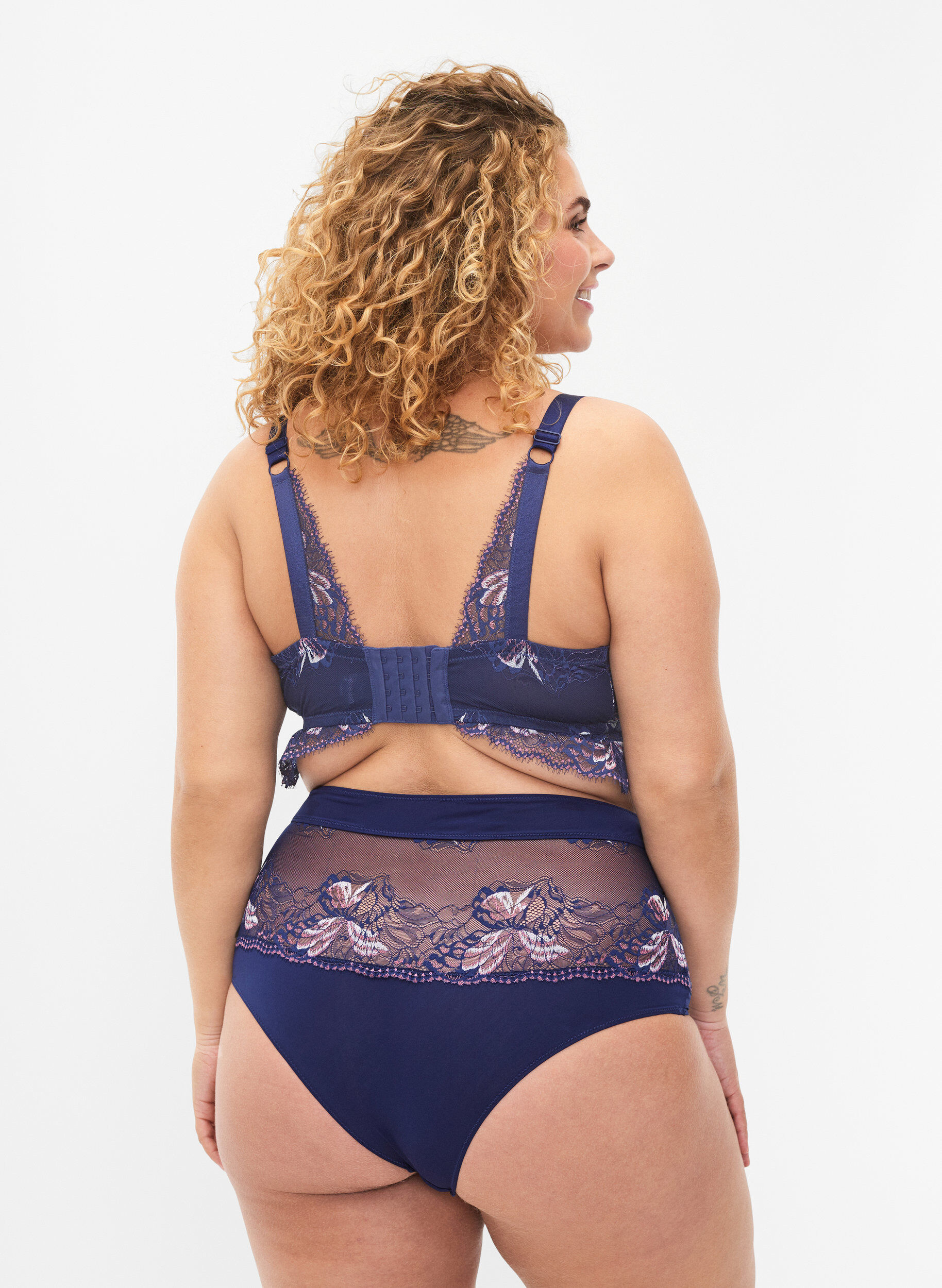 ZizziHipsterbroekje met kant en normale taille, Medieval Blue, Model image number 1