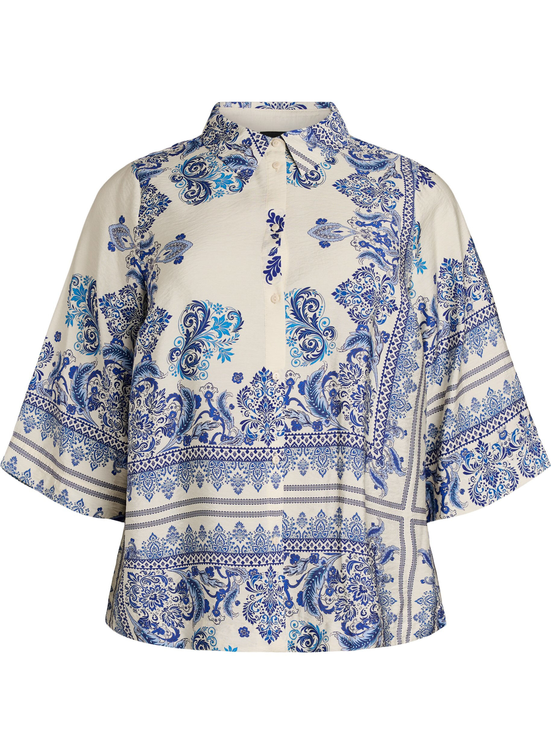 Viscose blouse met 3/4-mouwen en patroon