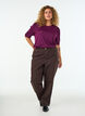 Blouse met knoopdetail en korte pofmouwen, Donker Bordeaux, Model image number 1