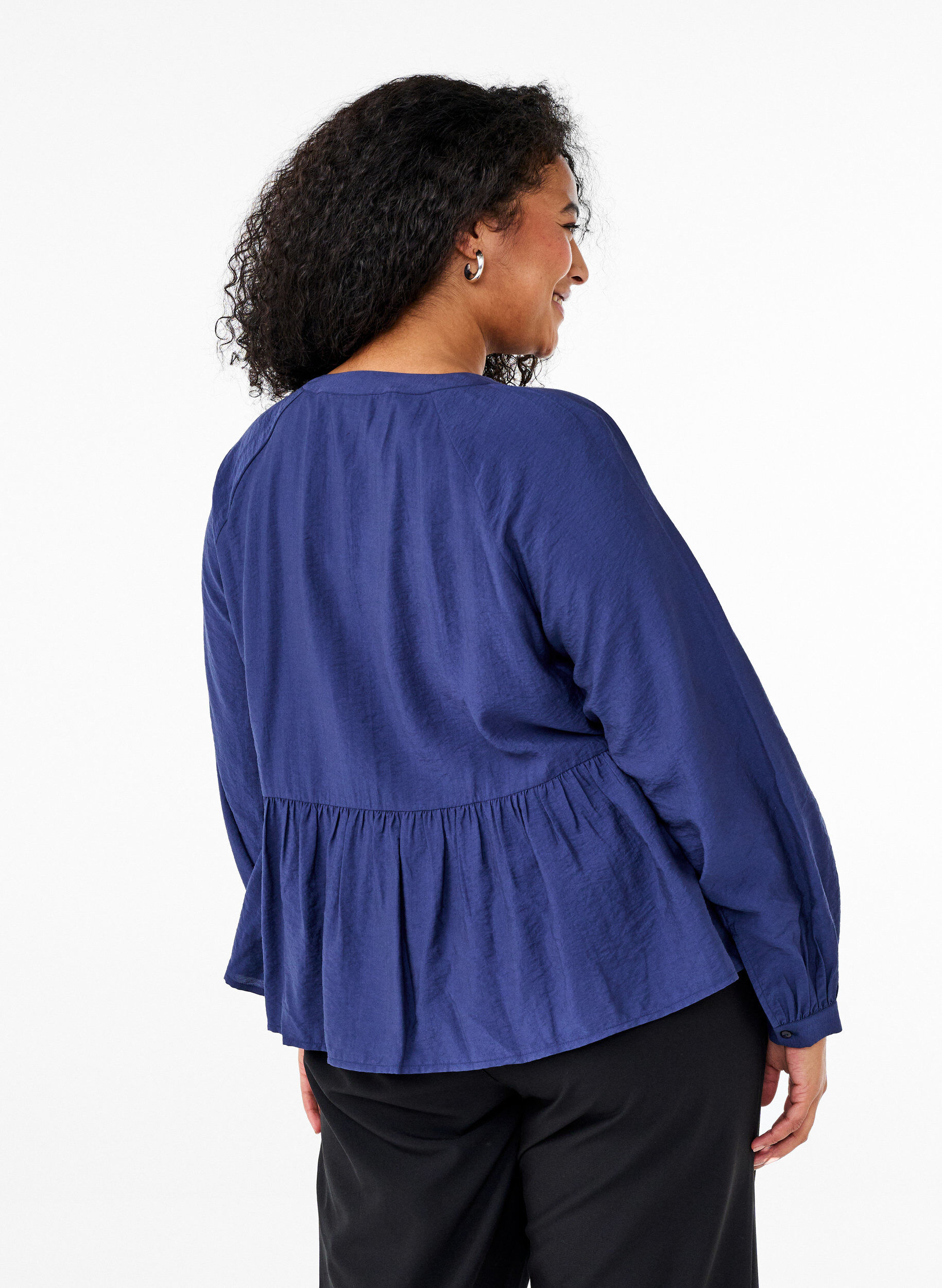 ZizziBlouse met strik en lange mouwen, Blauw, Model image number 2