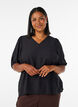 Viscose blouse met V-hals, Zwart, Model image number 0