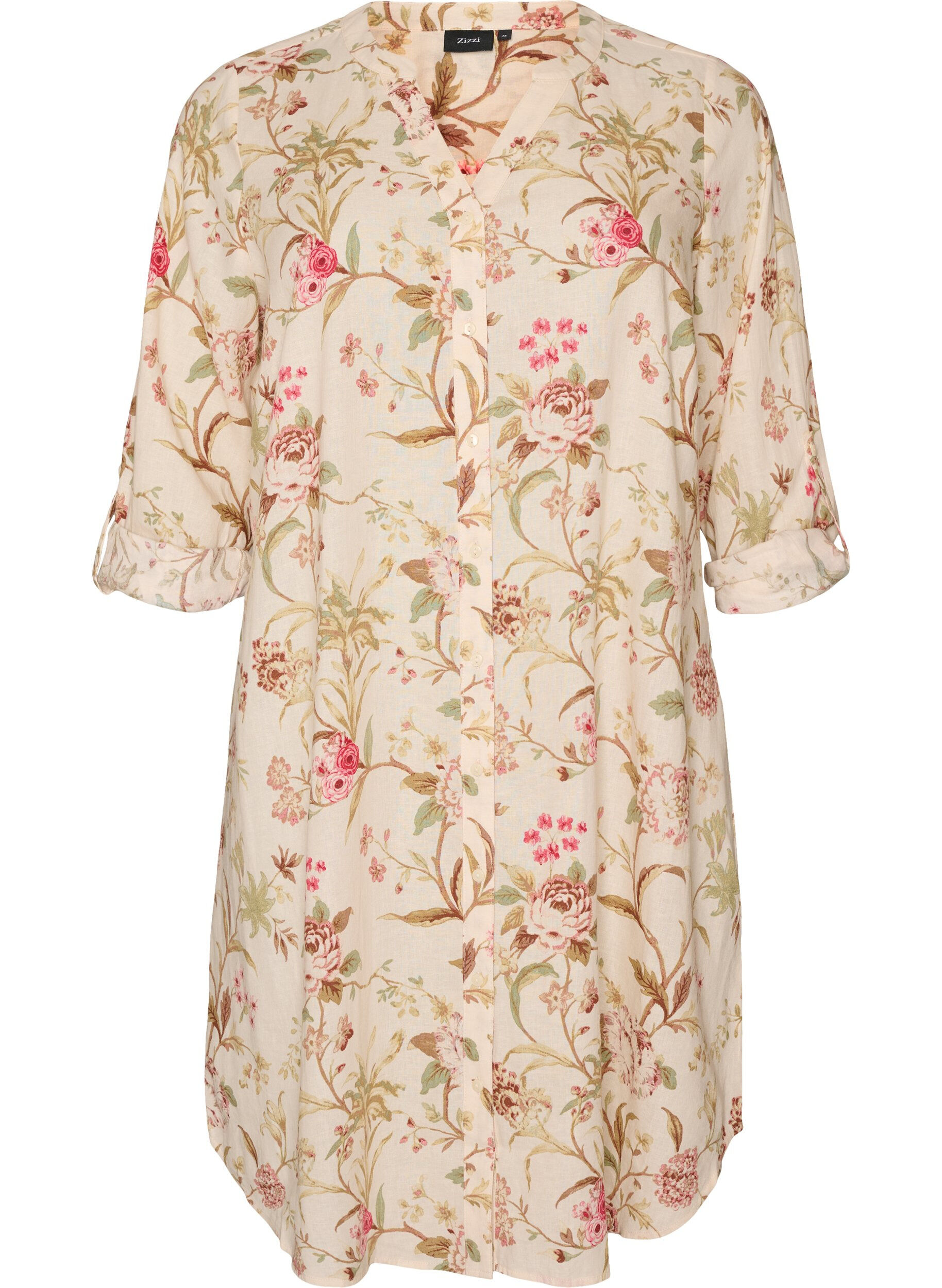 Lang shirt in linnen en viscose