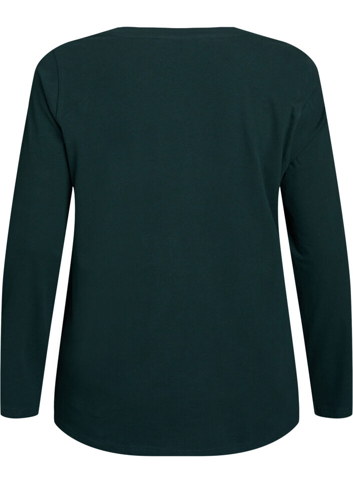 Basic jerseyblouse met lange mouwen, Groen, Packshot image number 1