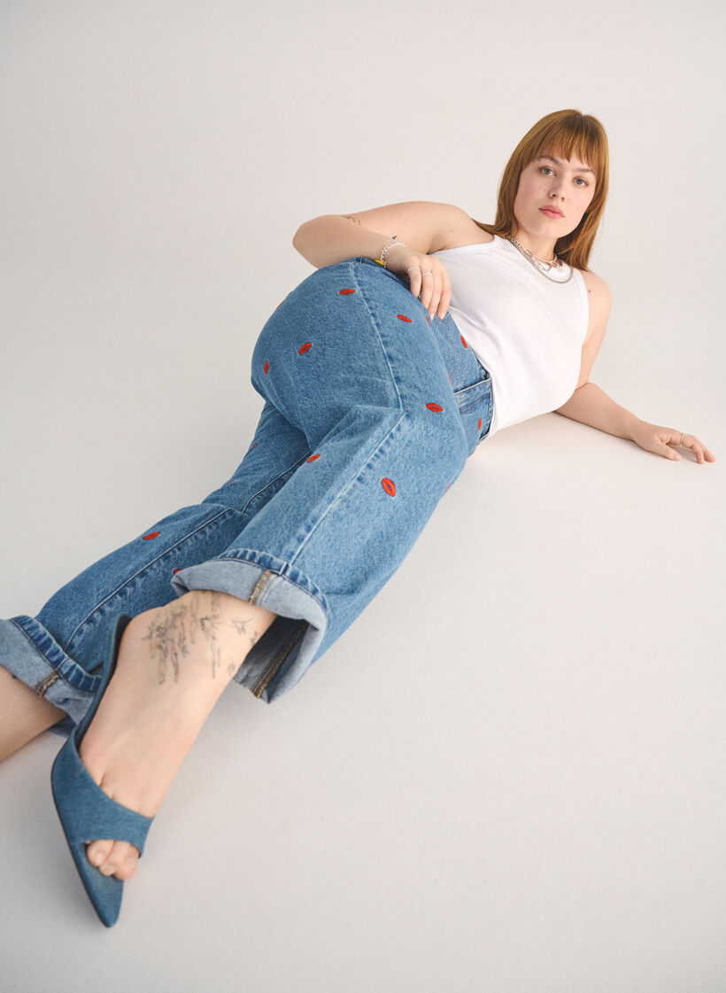Hoge taille Gemma jeans met lippen, LB Kiss, Image