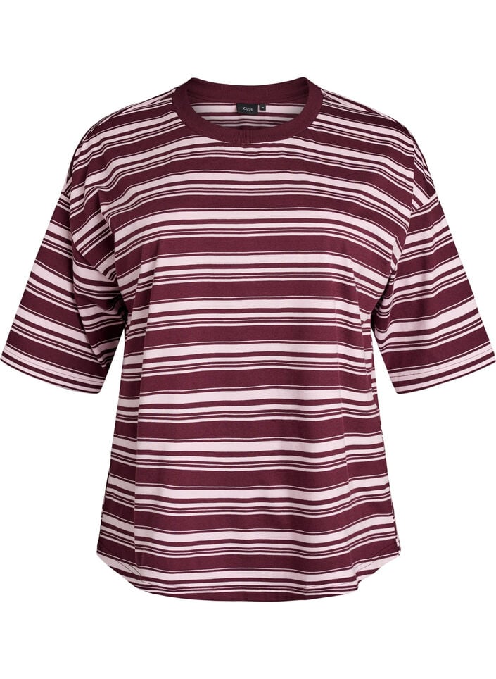 Boxy T-shirt met gestreept patroon, Rood, Packshot image number 0