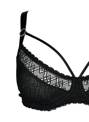 Zizzi Kanten balconette met stringdetail, Black, Packshot image number 2