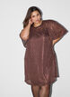 Korte jurk met pailletten en ruitpatroon, Bruin, Model image number 0