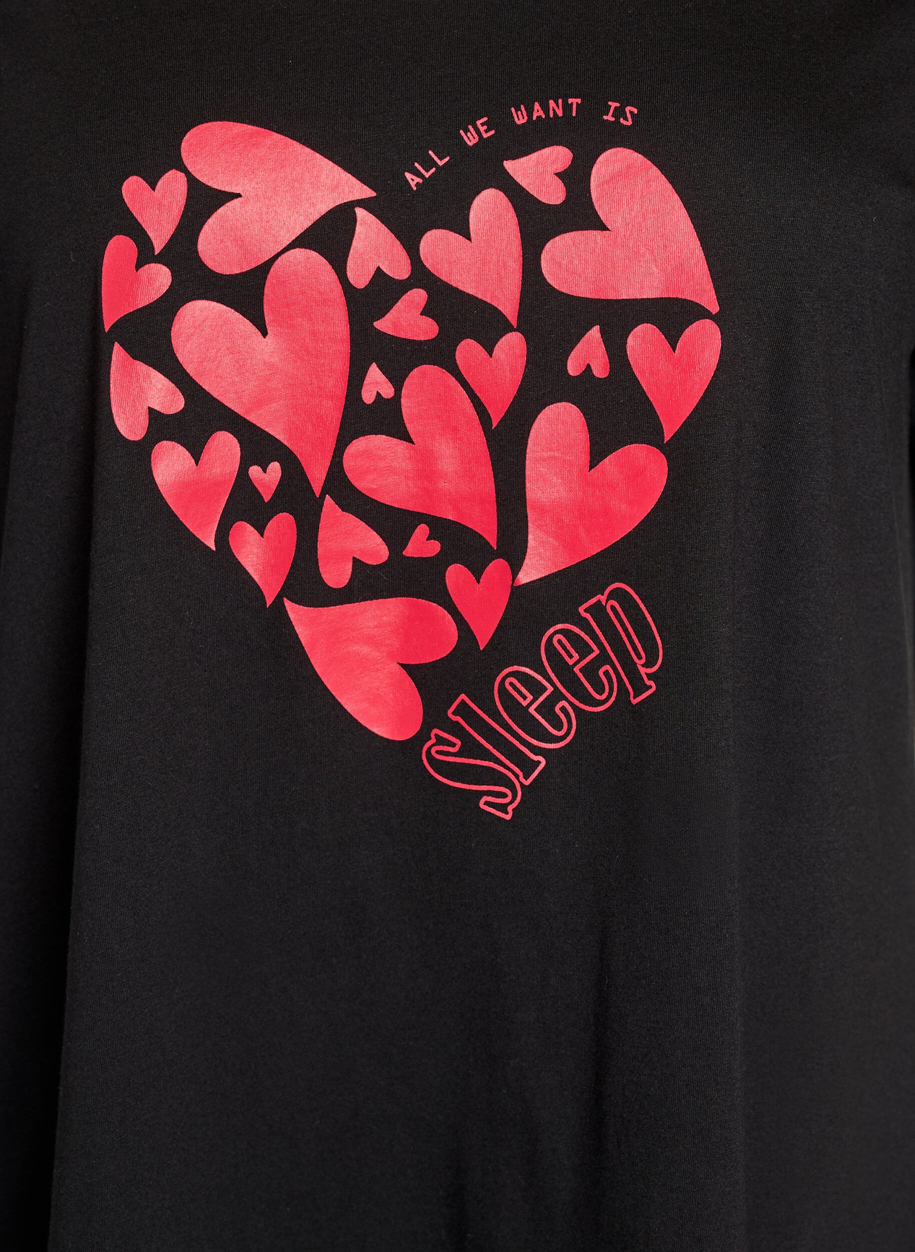 ZizziNachtjapon met korte mouwen van biologisch katoen, Zwart, Packshot image number 2