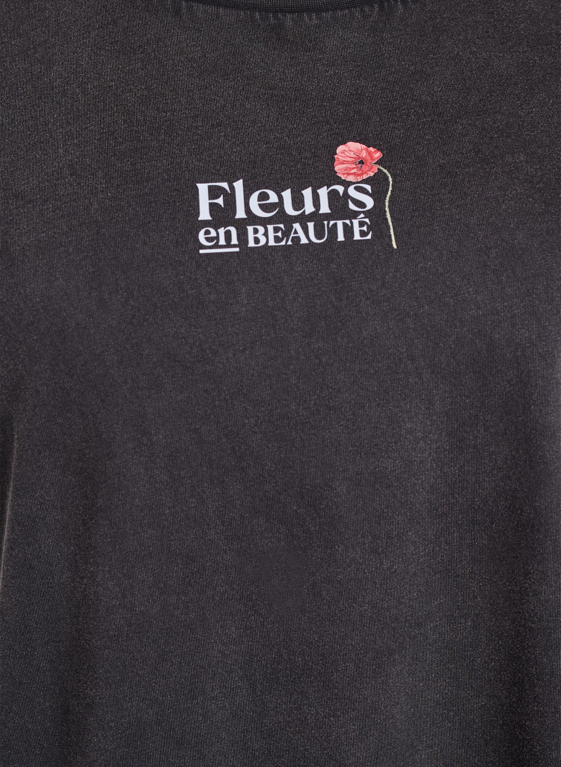 ZizziKatoenen T-shirt met print op de voorkant en achterkant, Grijs, Packshot image number 2