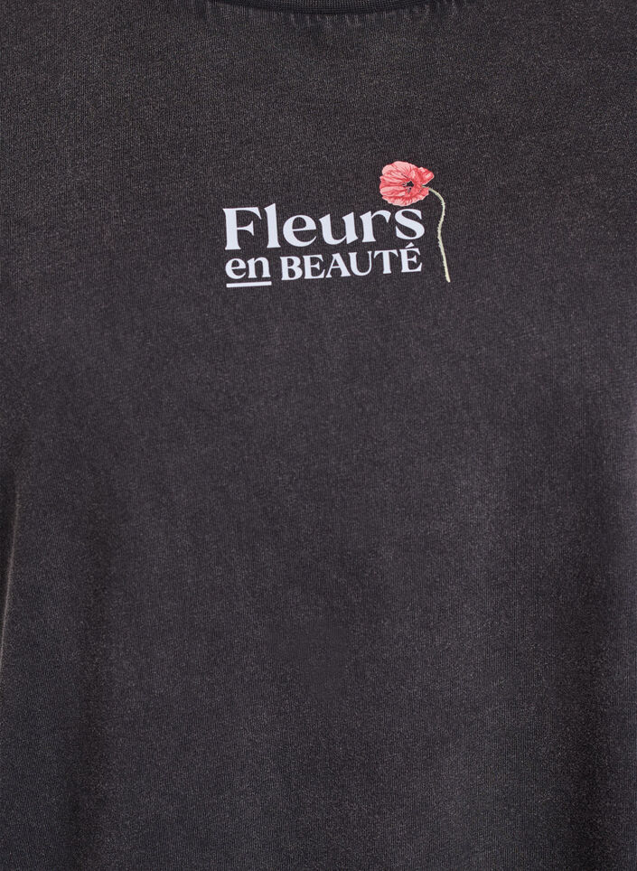 Katoenen T-shirt met print op de voorkant en achterkant, Grijs, Packshot image number 2