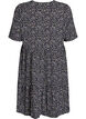 Jurk met korte mouwen, A-lijn en snijlijnen, Zwart, Packshot image number 1