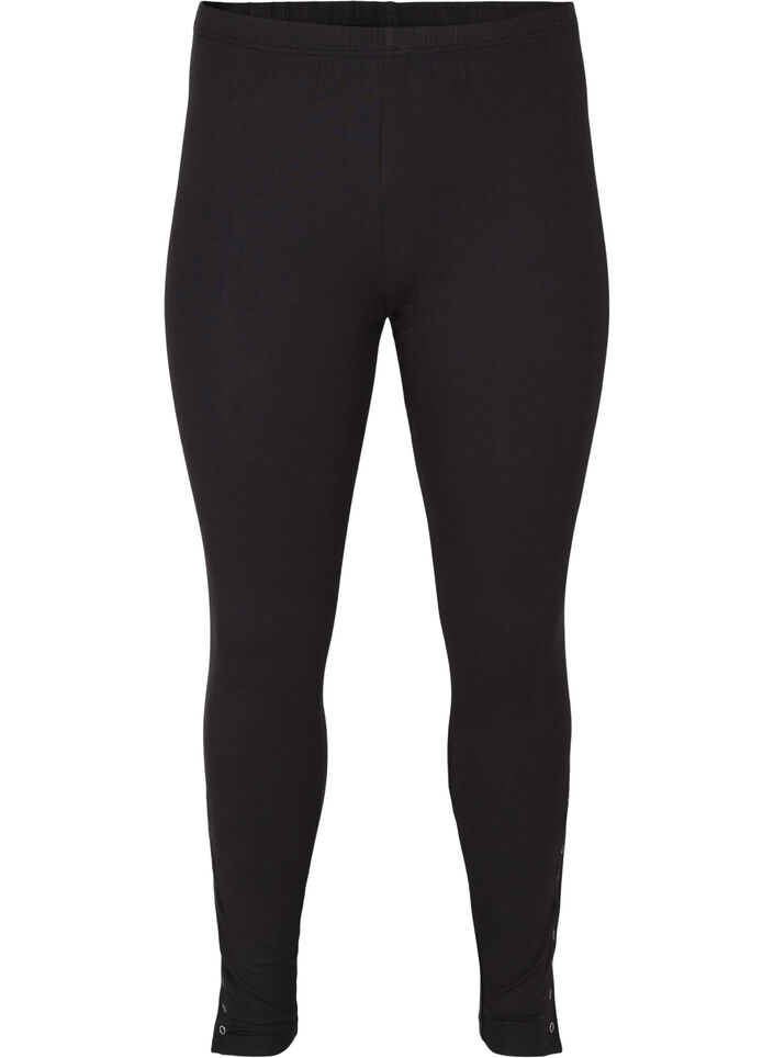 Viscose legging met drukknopen, Zwart, Packshot image number 0