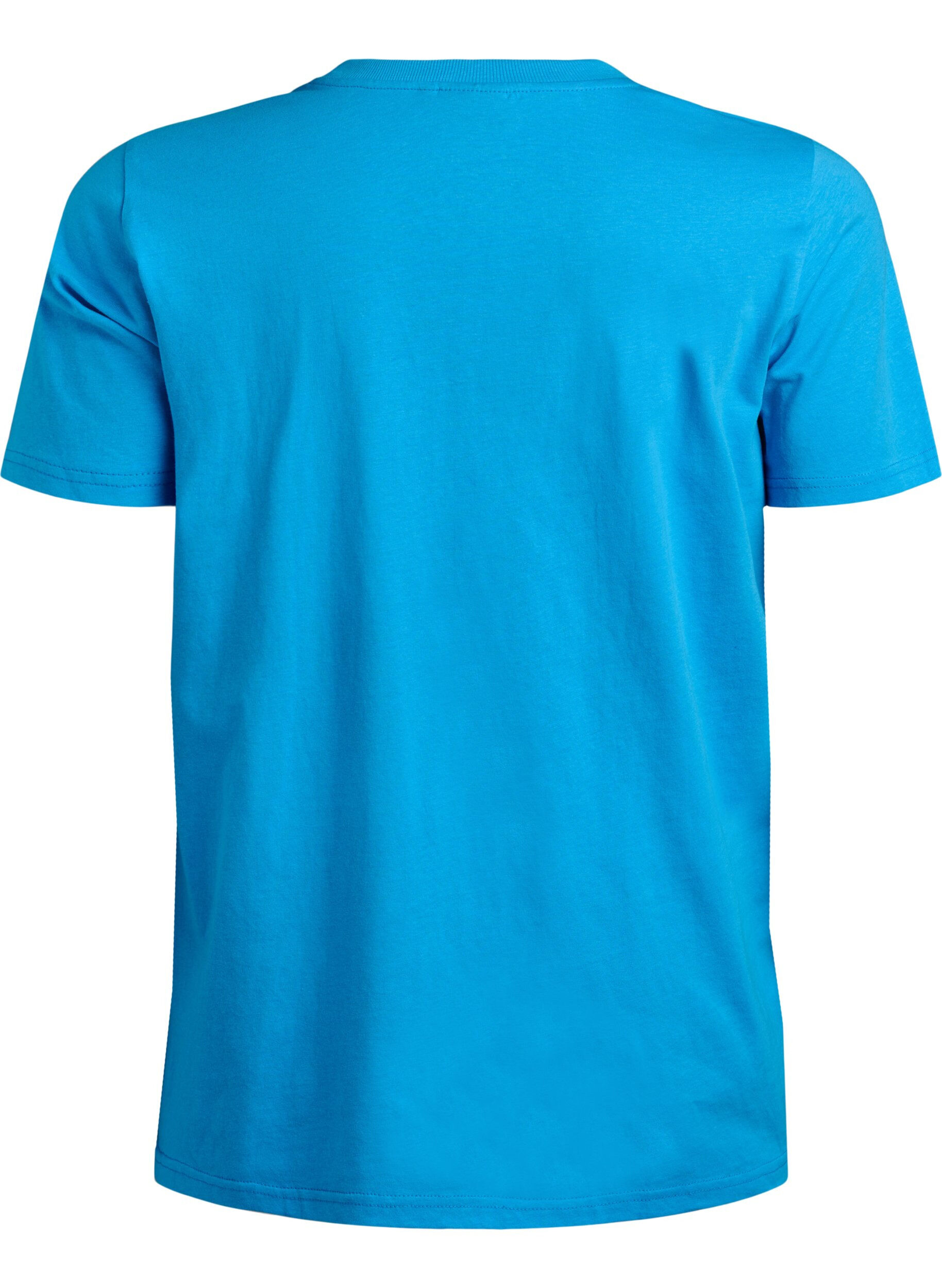 ZizziBasic katoenen T-shirt met ronde hals, Blauw, Packshot image number 1