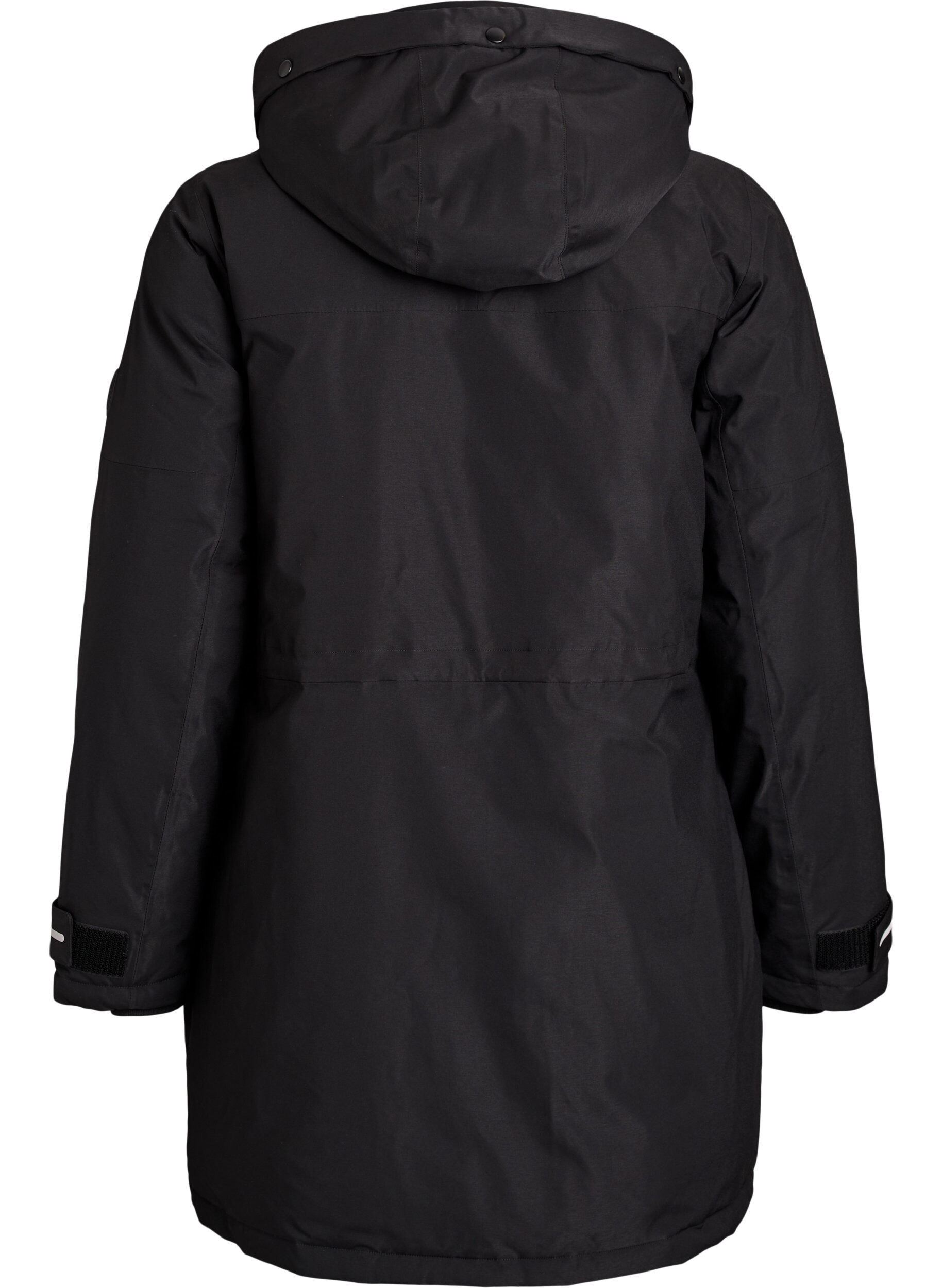 ZizziWaterafstotende parka met capuchon en functionele details, Zwart, Packshot image number 1