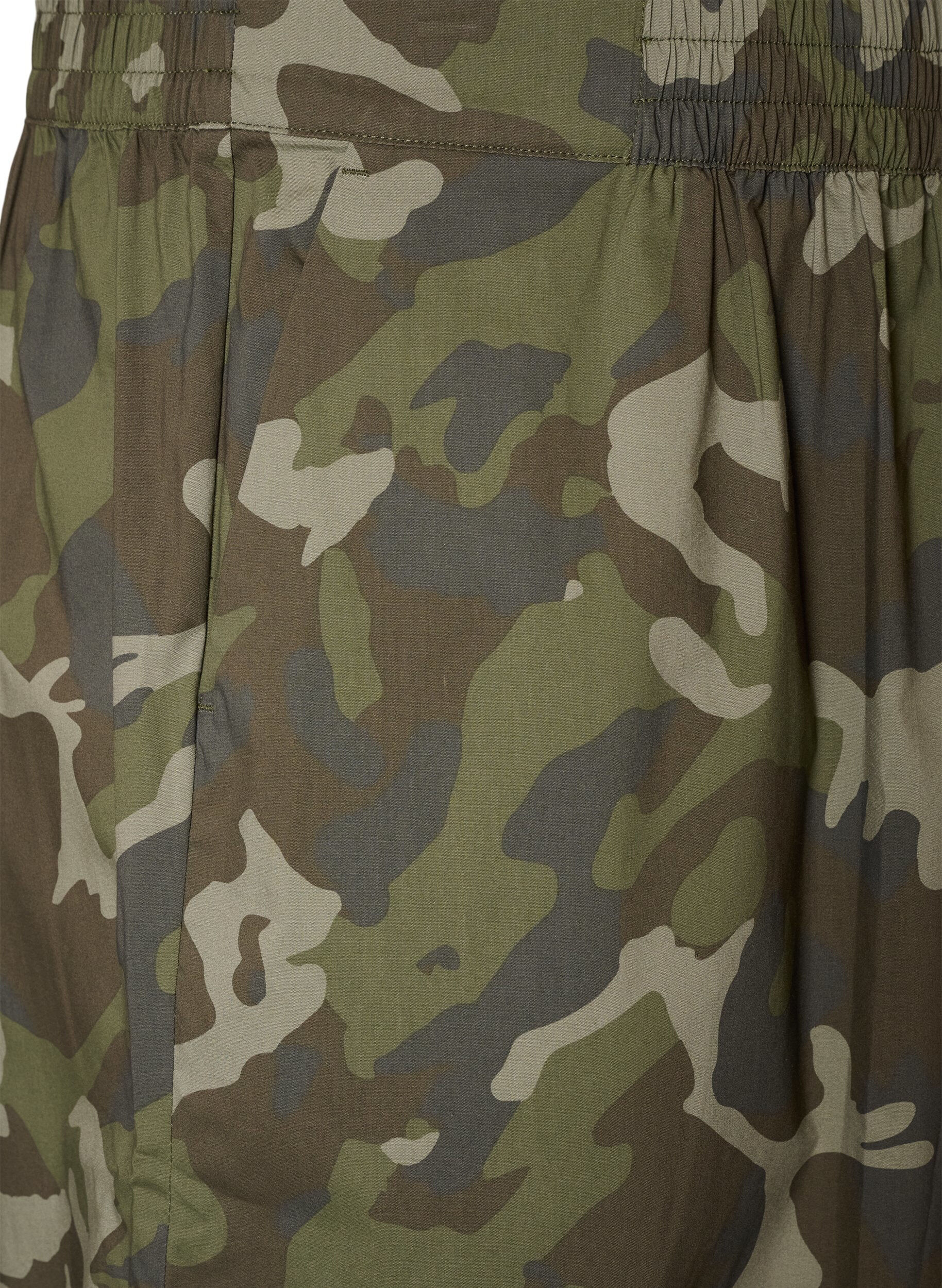 ZizziBalloonbroek met hoge taille en all-overpatroon, Groen, Packshot image number 2