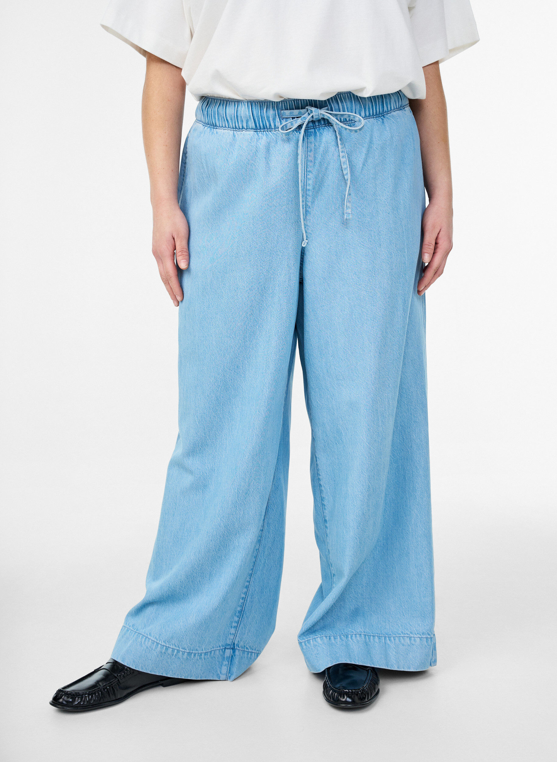 ZizziDenim jogger met wijde pijpen en hoge taille, Blauw, Model image number 2