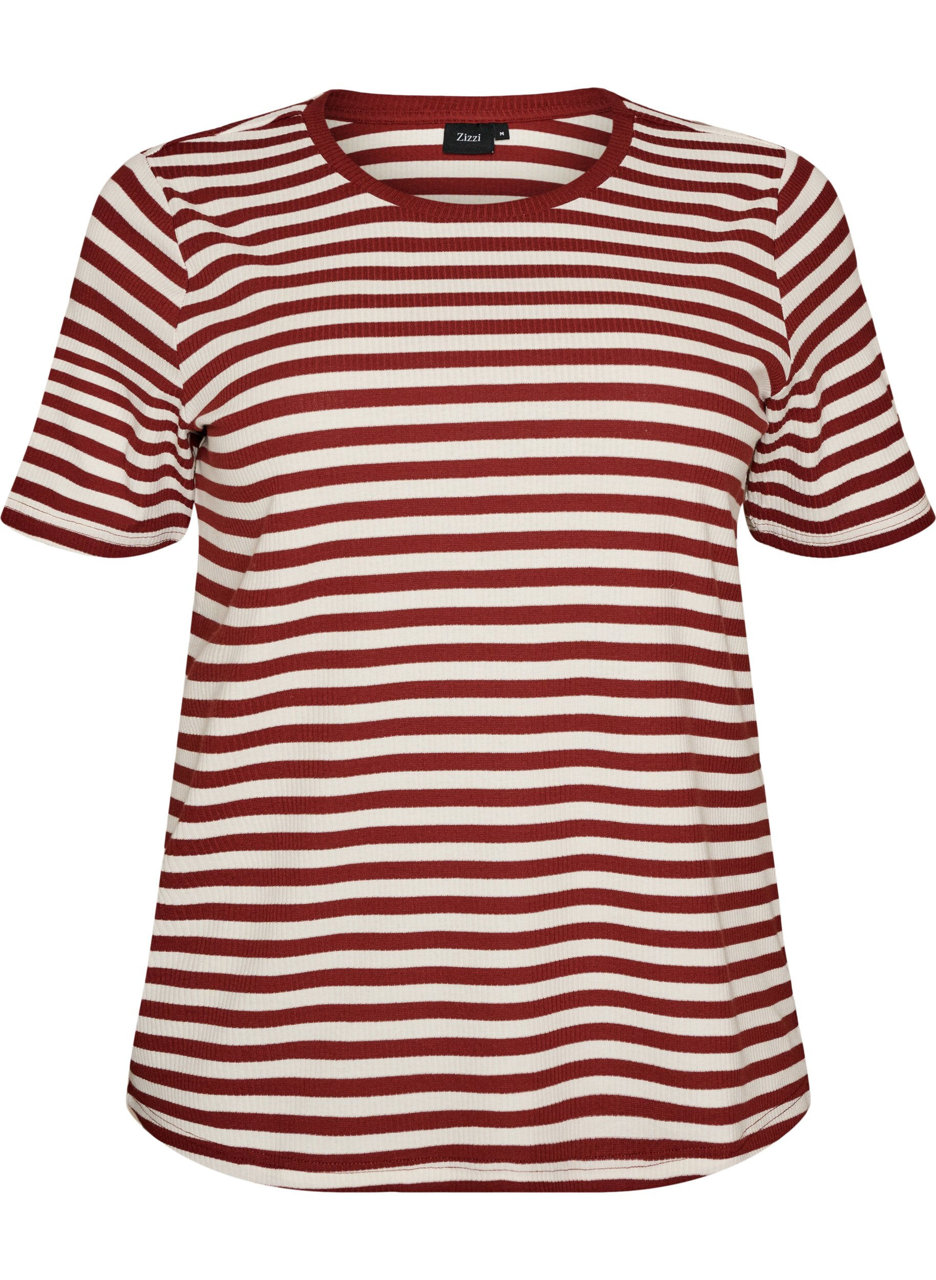 Gestreept T-shirt met geribbelde textuur