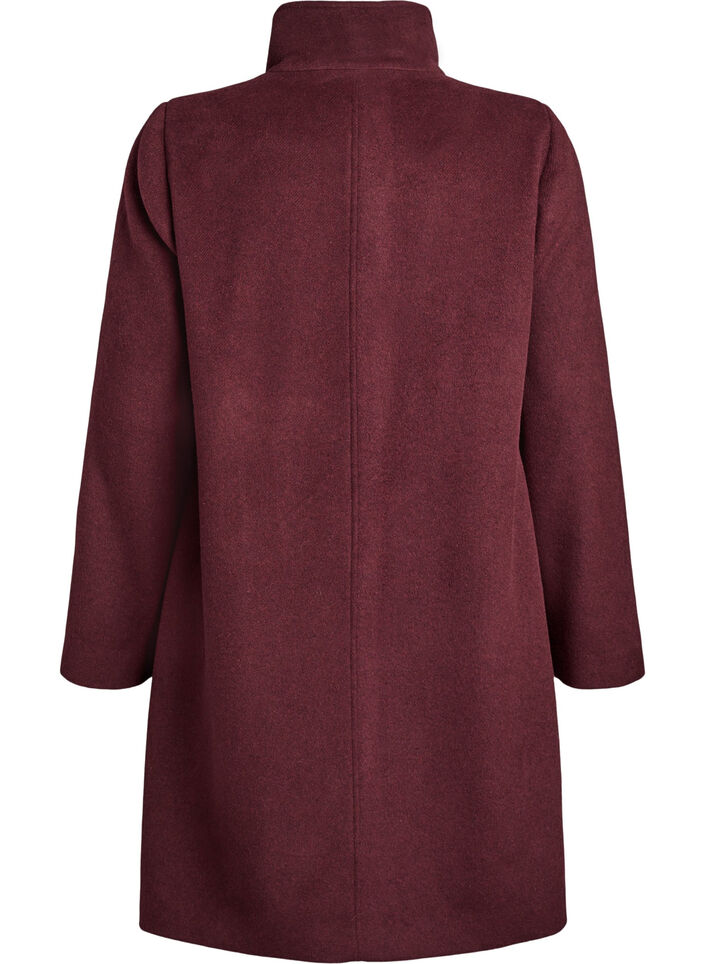 Mantel met wol en opstaande kraag, Rood, Packshot image number 1