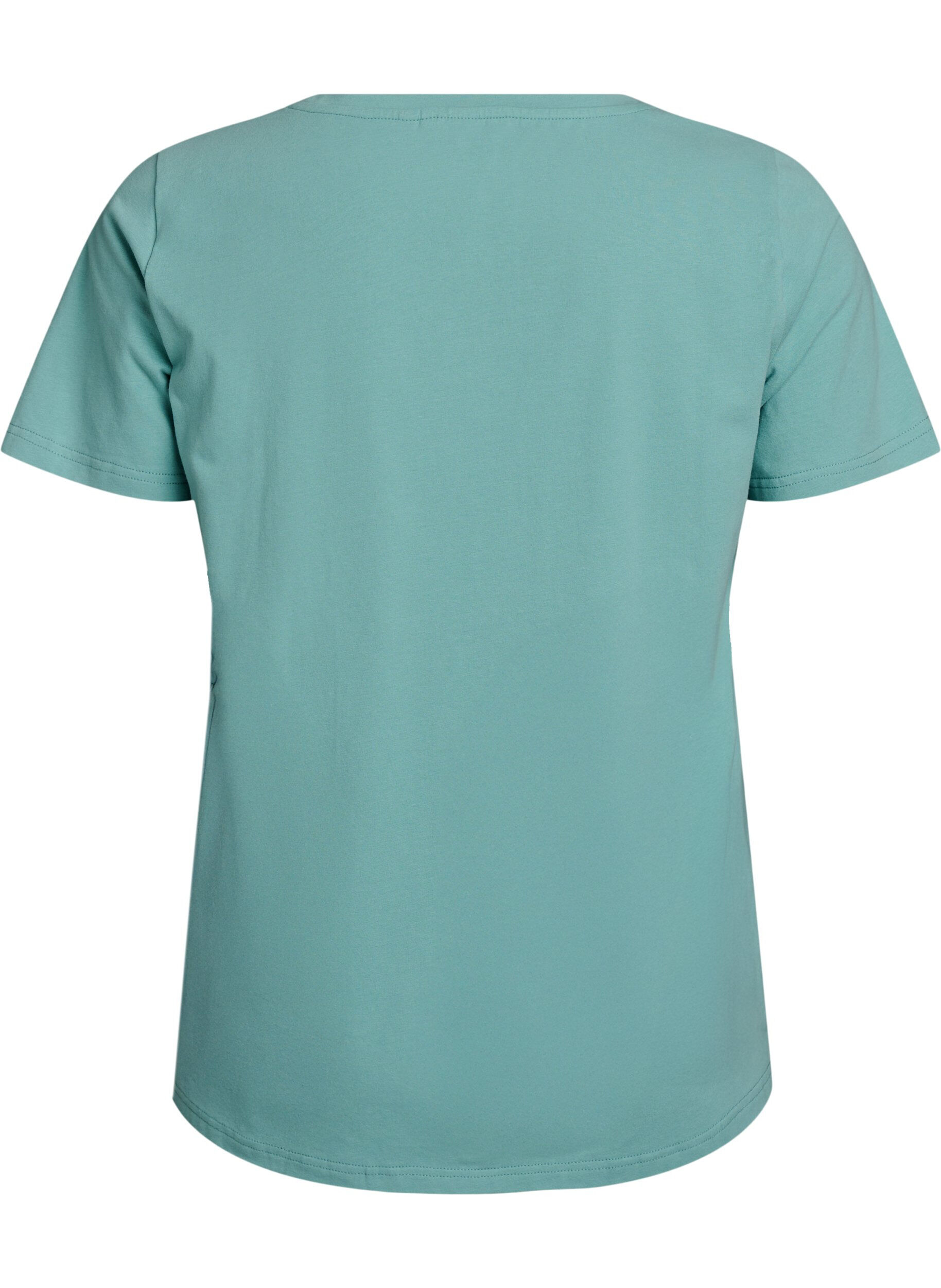 Zizzi T-shirt en coton uni basique, Vert, Packshot image number 1