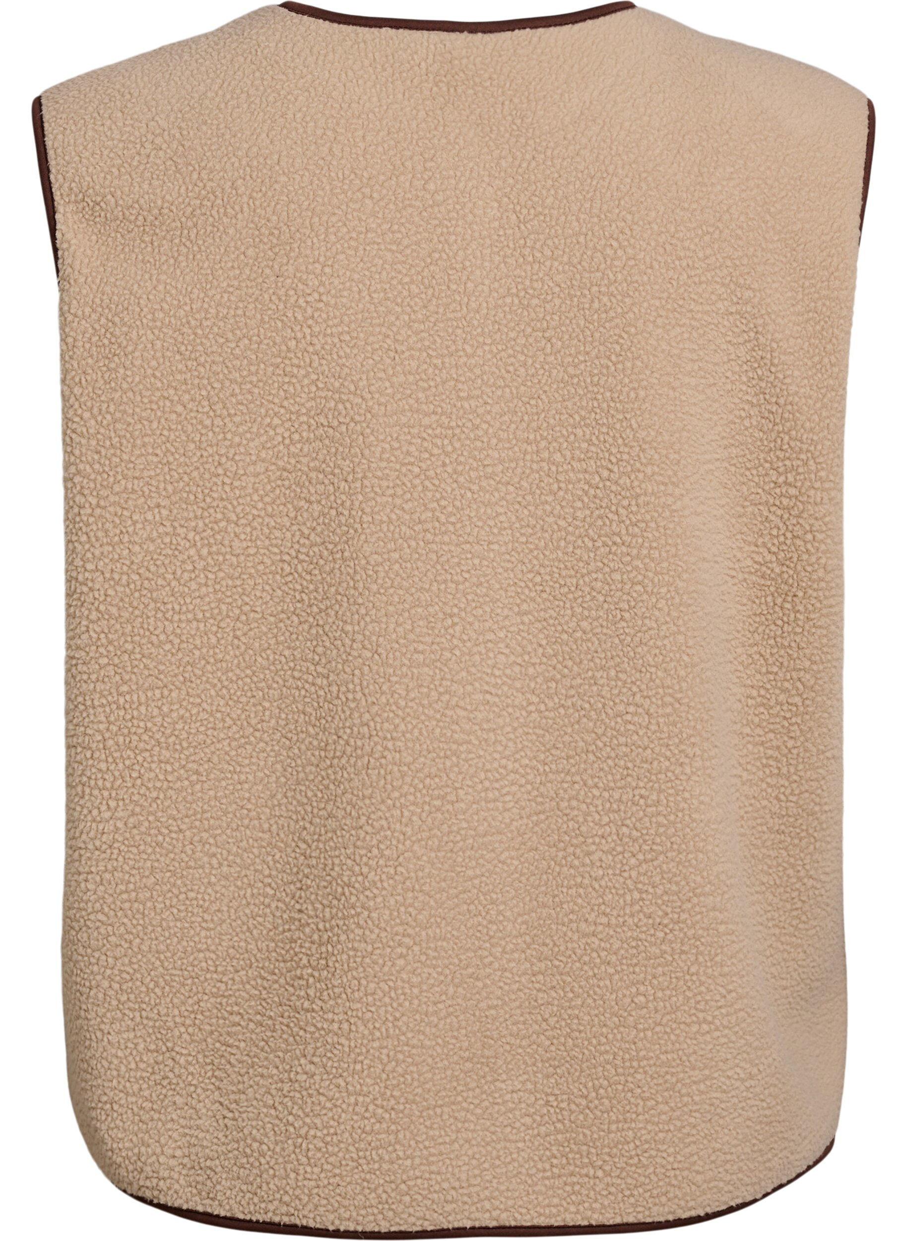 ZizziTeddy-fleecevest met contrasterende boorden, Beige, Packshot image number 1