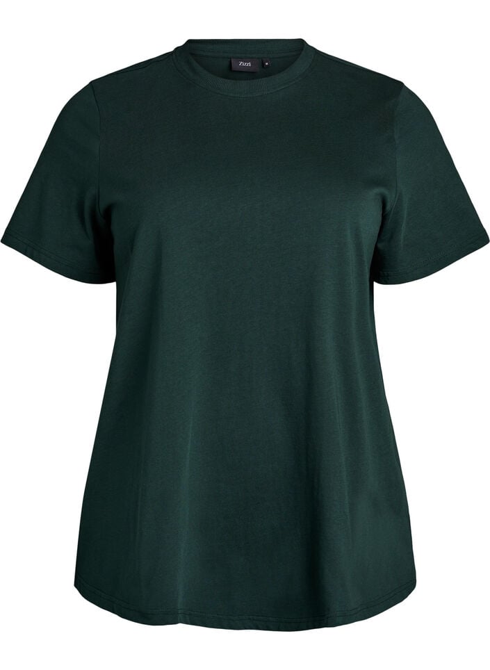 Basic katoenen T-shirt met ronde hals, Groen, Packshot image number 0