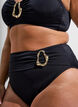 High-waisted Tai bikinislip met gouden detail, Zwart, Model image number 2