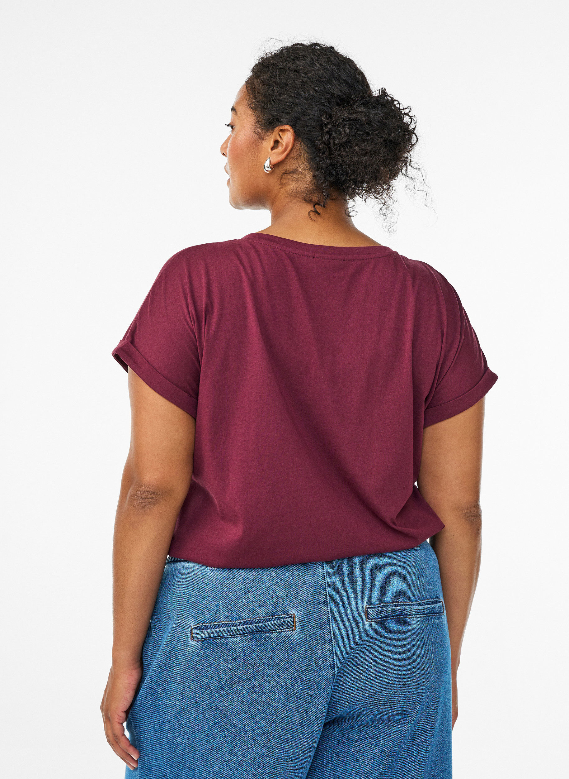 ZizziT-shirt met korte mouwen van katoenmix, Rood, Model image number 2