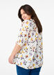 Gebloemde viscose blouse met halflange mouwen, Wit, Model image number 2