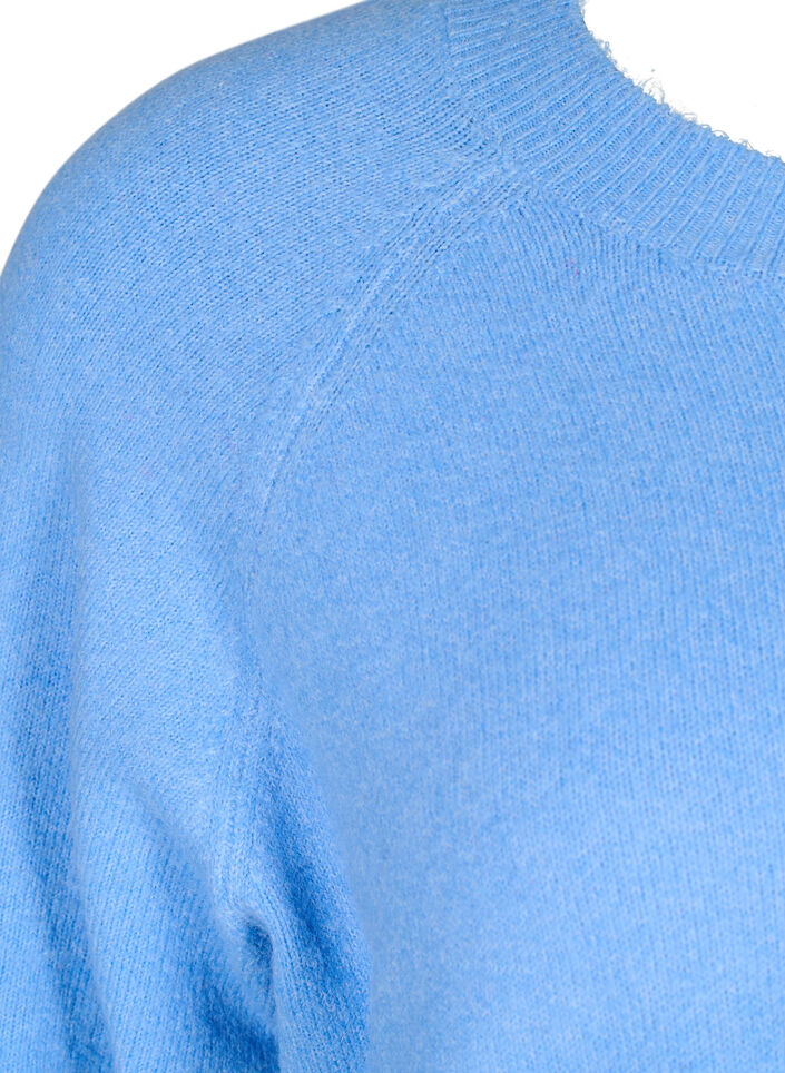 Lange gebreide blouse met knoopdetail aan de zijkant, Della R. Blue Mel., Packshot
