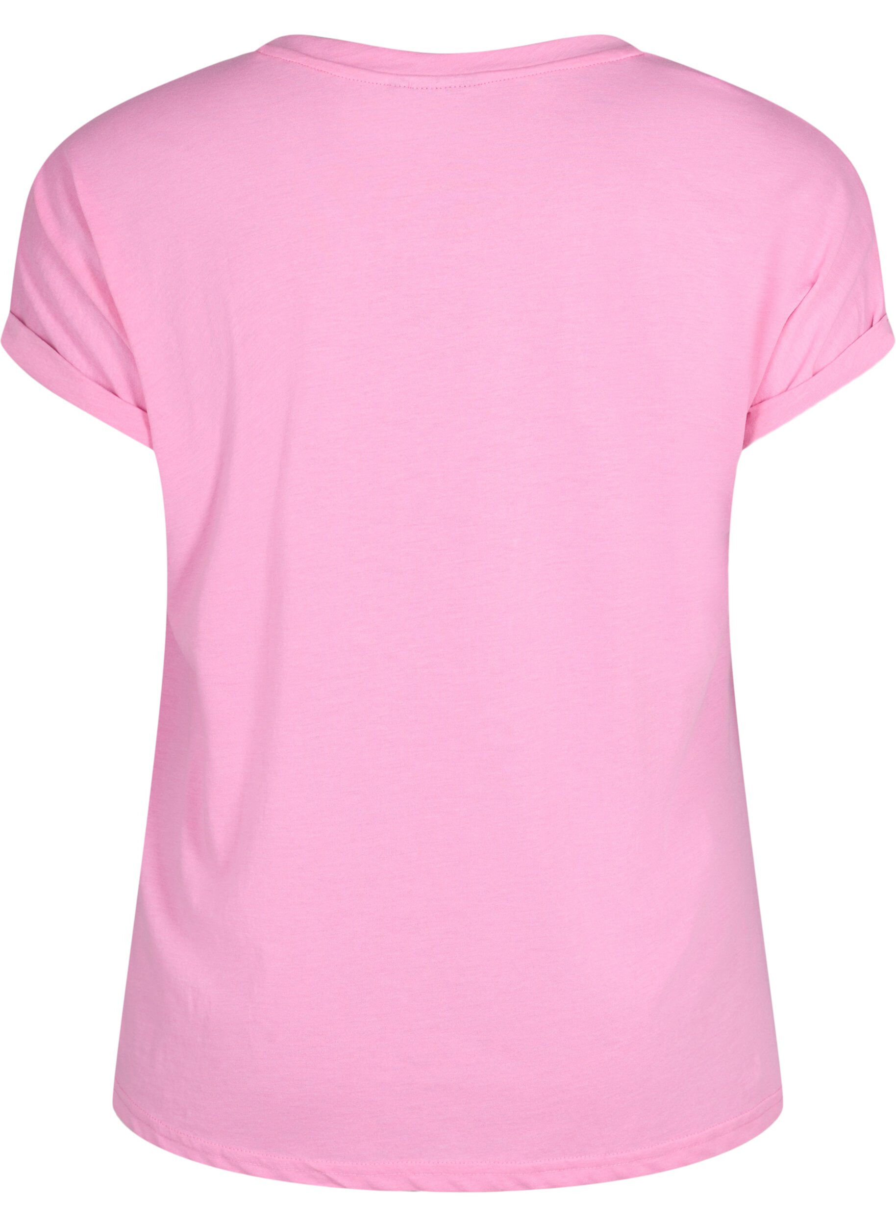Zizzi T-shirt &agrave; manches courtes en coton m&eacute;lang&eacute;, Rose, Packshot image number 1
