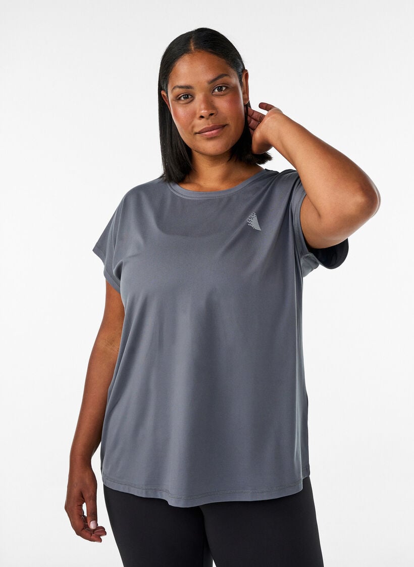 Effen gekleurd trainingsshirt, Grijs, Model image number 0