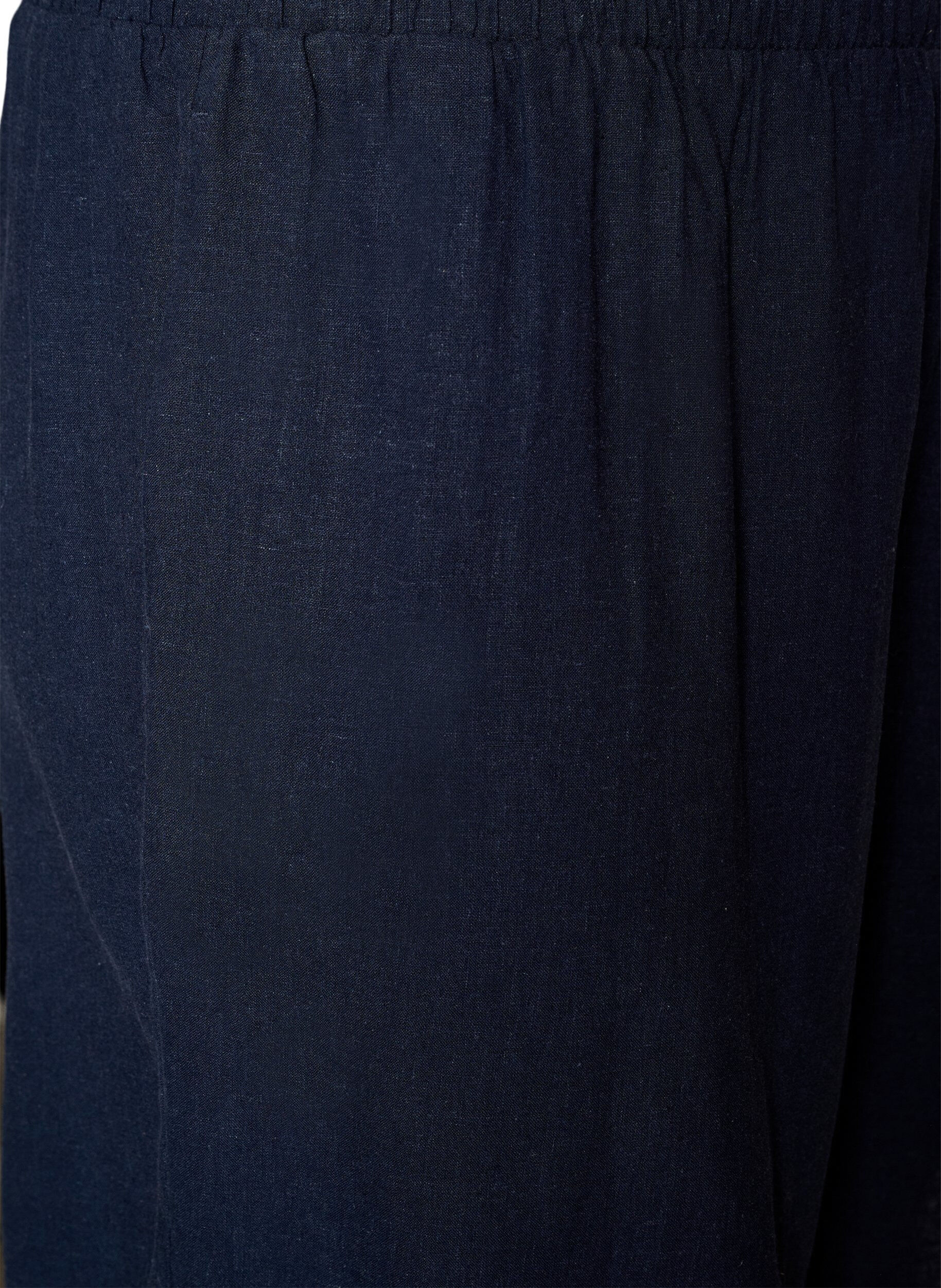 Zizzi Short taille haute en lin et viscose, Bleu, Packshot image number 3