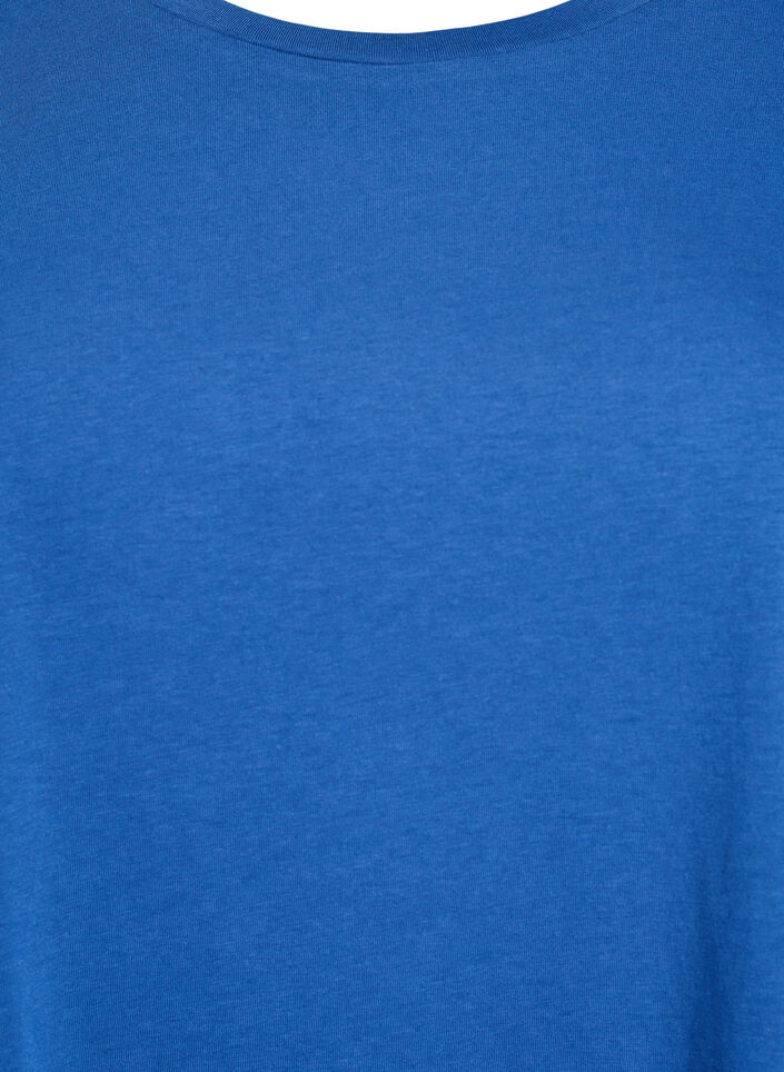 T-shirt met korte mouwen in een katoenmix, Blauw, Packshot image number 2
