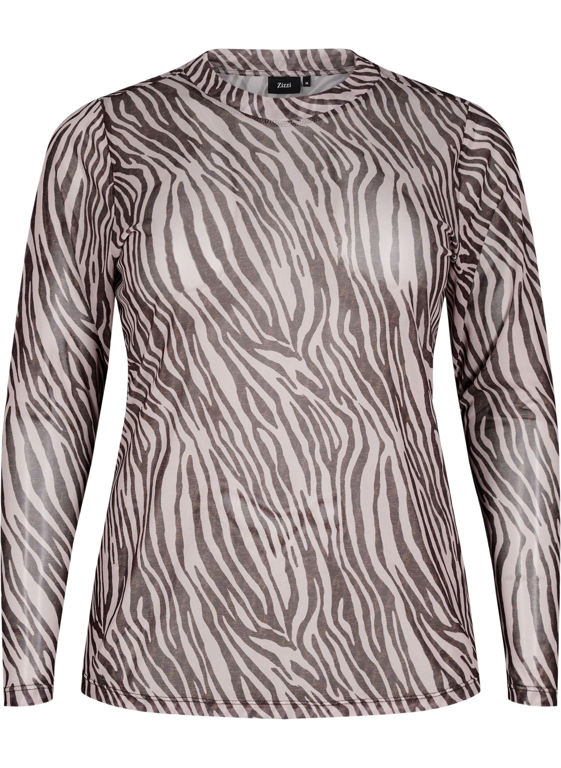 ZizziMesh top met zebra print, Zwart, Packshot image number 0