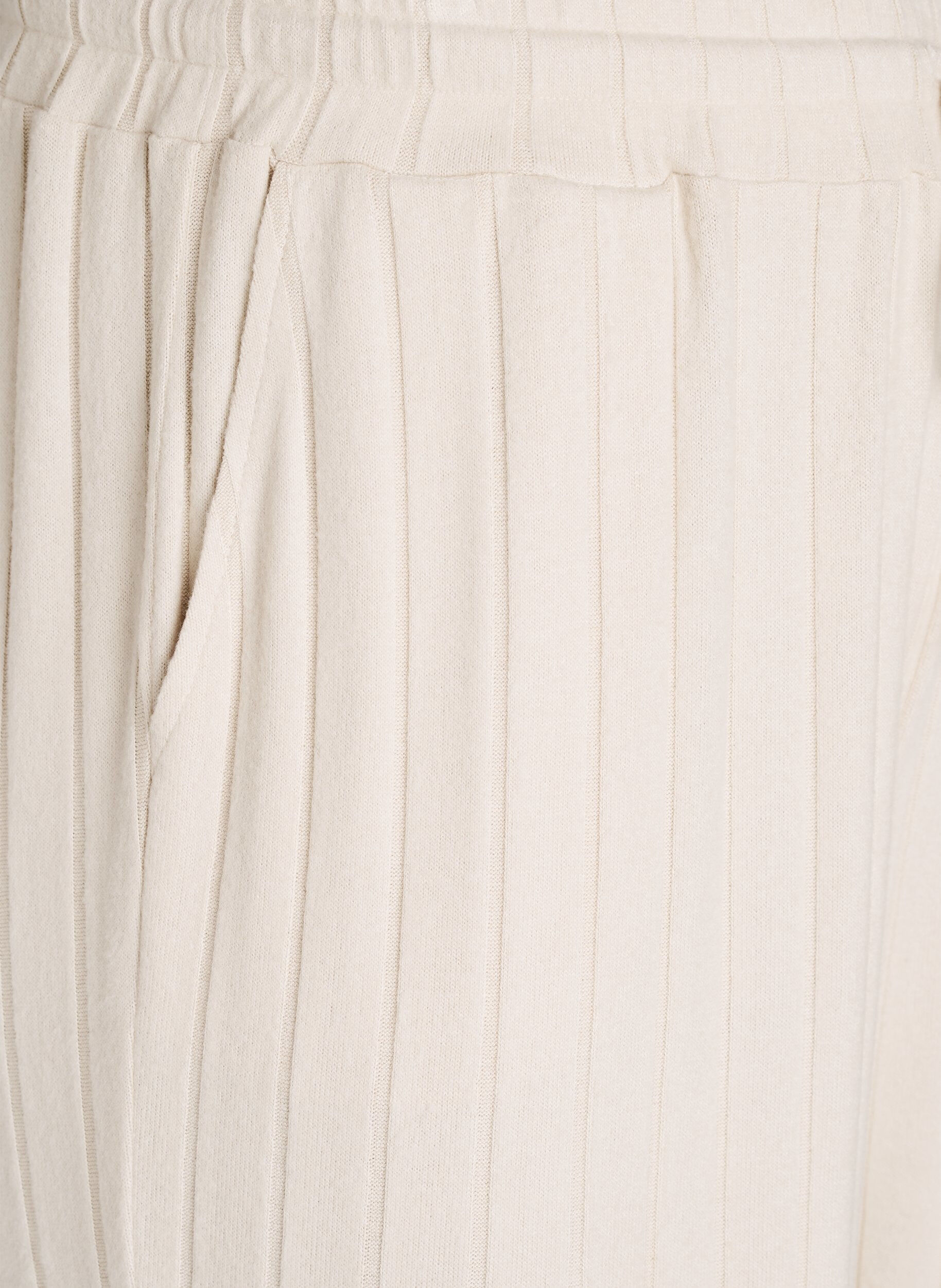ZizziGeribde jersey lounge broek met hoge taille, Beige, Packshot image number 2