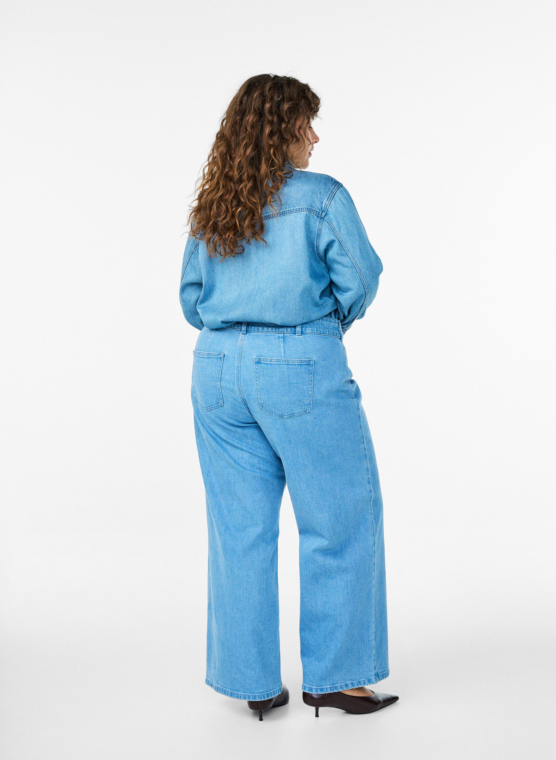 ZizziHigh waist wijde pijpen jeans, Blauw, Model image number 1