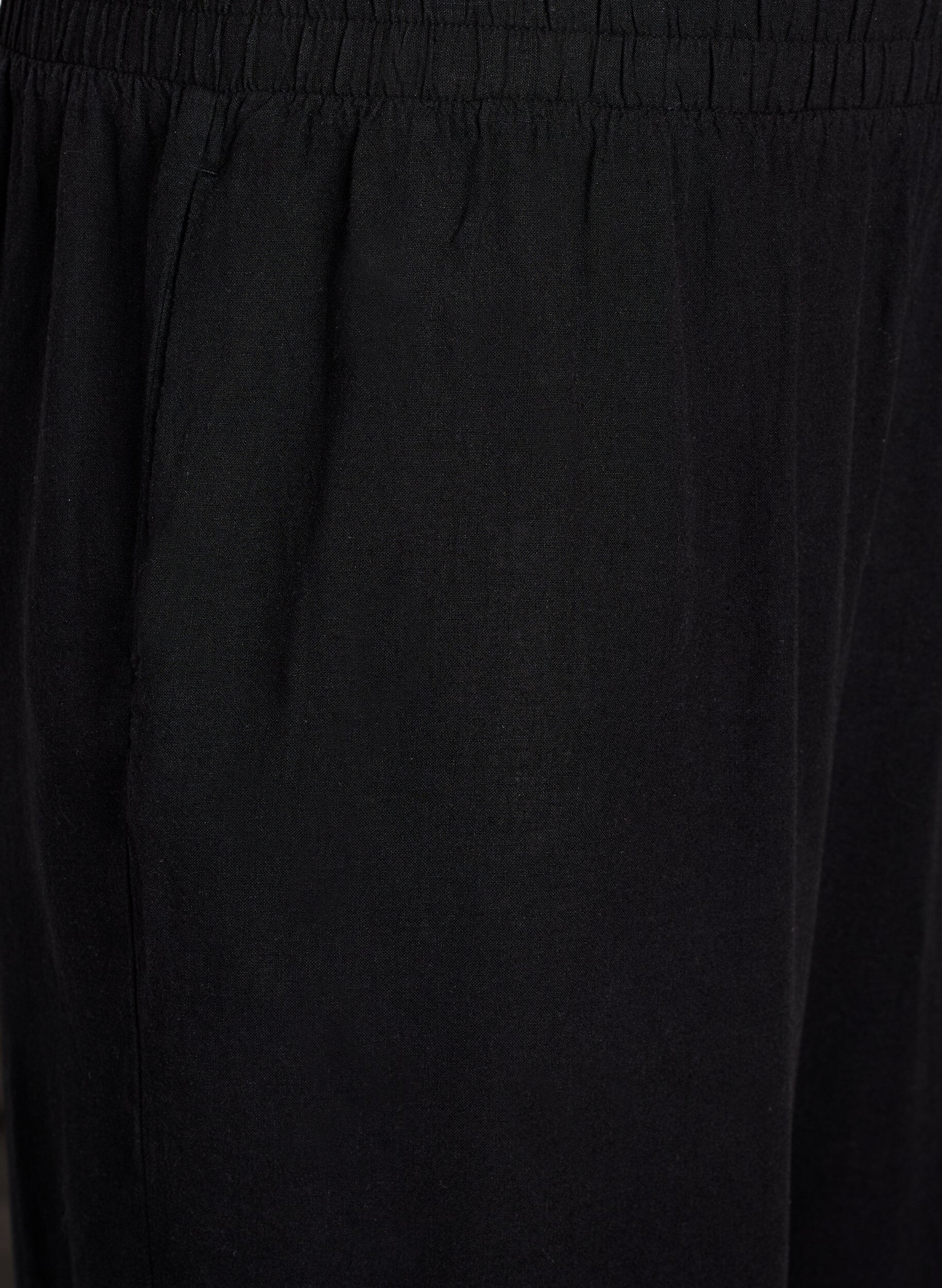 ZizziLinnen en viscose loszittende broek, Zwart, Packshot image number 2