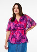 Bloemen chiffon blouse met korte mouwen, Rood, Model image number 0