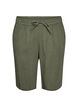Los katoenen mousseline shorts met een hoge taille, Groen, Packshot image number 0