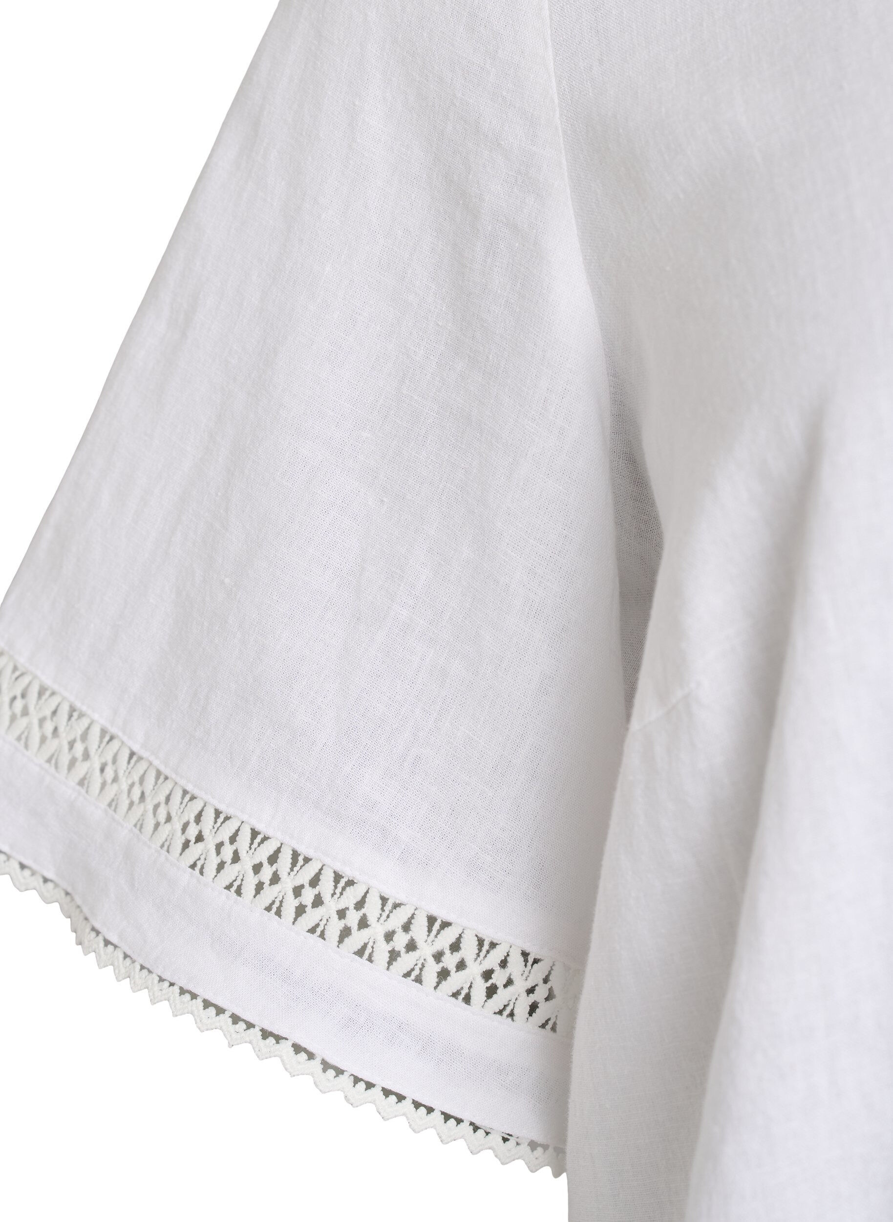Zizzi Blouse en lin et viscose avec des d&eacute;tails au crochet, Blanc, Packshot image number 2