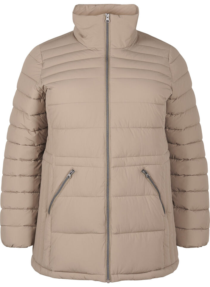 Korte puffer jas met zakken, Beige, Packshot image number 0