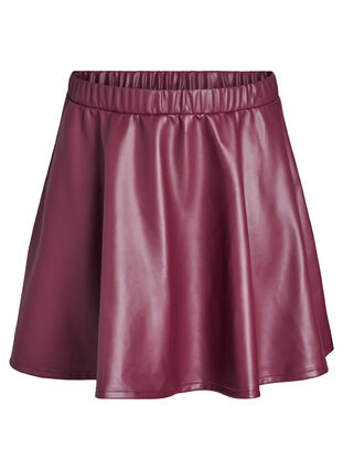 ZizziKorte skaterskirt in imitatieleer, Vineyard Wine, Packshot image number 0