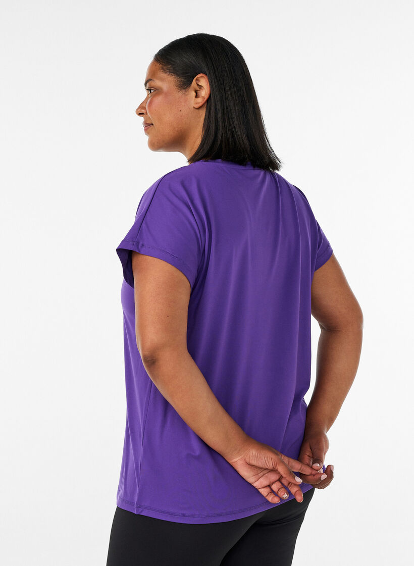 Effen gekleurd trainingsshirt, Paars, Model image number 2