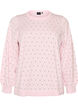 Gebreide blouse met kleine stippen, Roze, Packshot image number 0