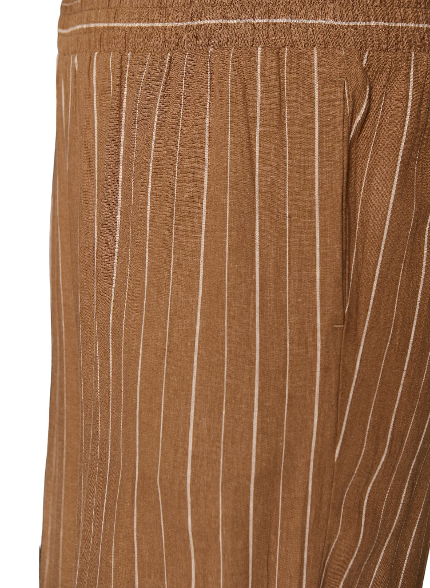 ZizziWijde linnen en viscose broek, Bruin, Packshot image number 2